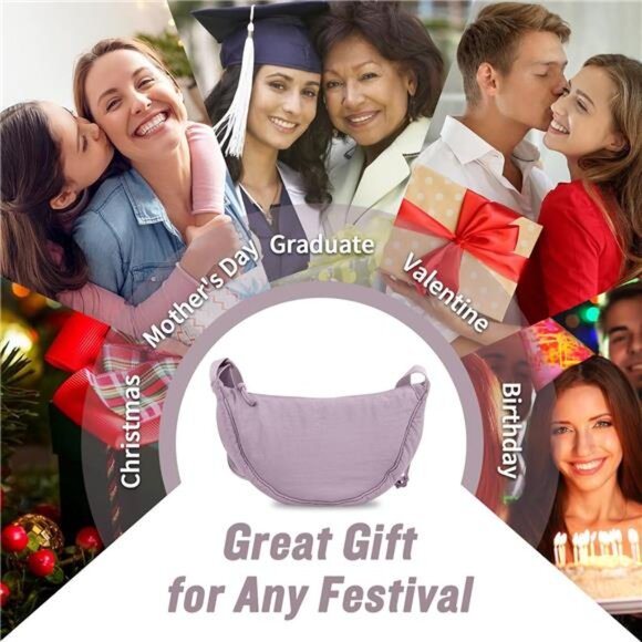 Small Nylon Crescent Crossbody Bag Violet - Picture 6 of 6